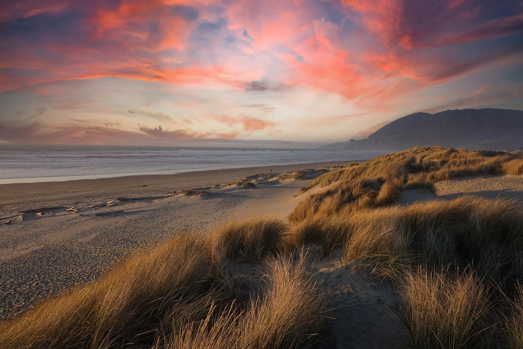 Late afternoon on an Oregon coast beach